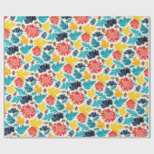 Natuurlijke Blauw Geel Waterverf Zonnebloemen Brui Cadeaupapier (Vlak)