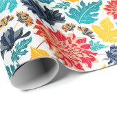 Natuurlijke Blauw Geel Waterverf Zonnebloemen Brui Cadeaupapier (Rol Hoek)