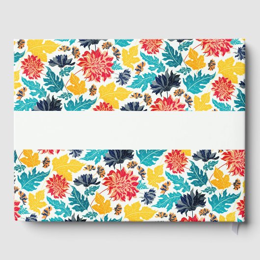 Natuurlijke Blauw Geel Waterverf Zonnebloemen Brui Gastenboek (Achterkant)