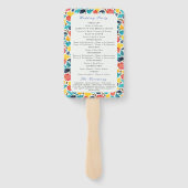 Natuurlijke Blauw Geel Waterverf Zonnebloemen Brui Handwaaier (Achterkant)