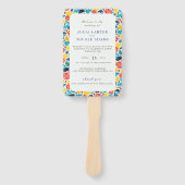 Natuurlijke Blauw Geel Waterverf Zonnebloemen Brui Handwaaier (Voorkant)