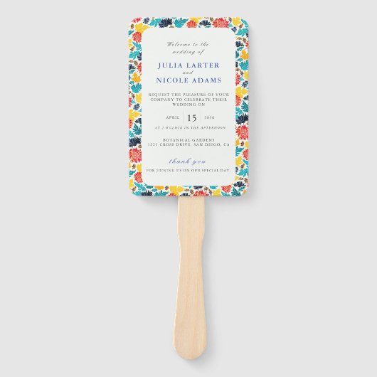 Natuurlijke Blauw Geel Waterverf Zonnebloemen Brui Handwaaier (Voorkant)