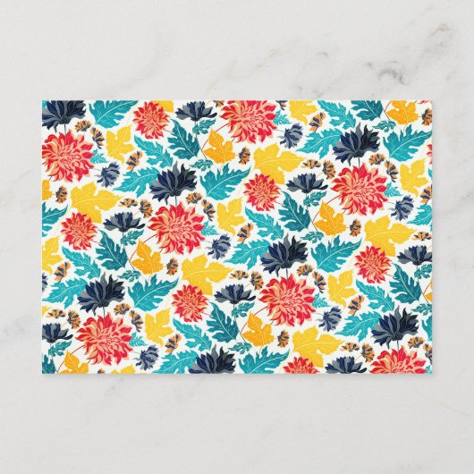 Natuurlijke Blauw Geel Waterverf Zonnebloemen Brui Informatiekaartje (Achterkant)