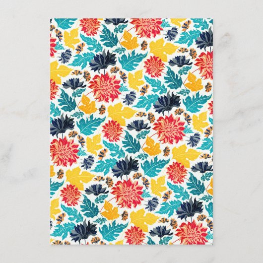 Natuurlijke Blauw Geel Waterverf Zonnebloemen Brui Menu (Achterkant)