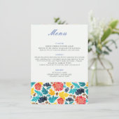 Natuurlijke Blauw Geel Waterverf Zonnebloemen Brui Menu (Staand voorkant)