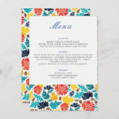 Natuurlijke Blauw Geel Waterverf Zonnebloemen Brui Menu (Voorkant / Achterkant)