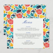 Natuurlijke Blauw Geel Waterverf Zonnebloemen Brui Menu (Voorkant / Achterkant)