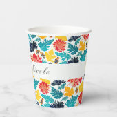 Natuurlijke Blauw Geel Waterverf Zonnebloemen Brui Papieren Bekers (Achterkant)