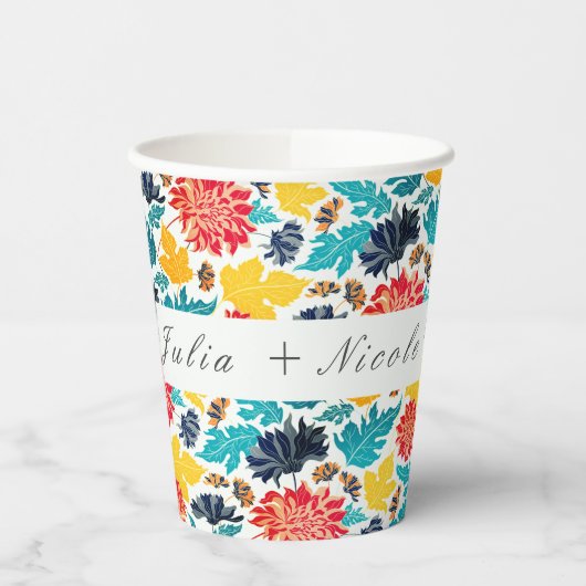 Natuurlijke Blauw Geel Waterverf Zonnebloemen Brui Papieren Bekers (Links)