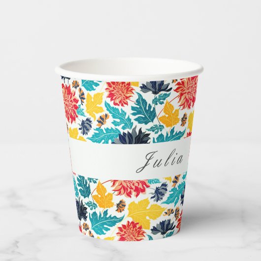 Natuurlijke Blauw Geel Waterverf Zonnebloemen Brui Papieren Bekers (Voorkant)