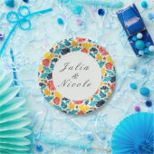 Natuurlijke Blauw Geel Waterverf Zonnebloemen Brui Papieren Bordje (Feest)