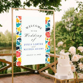 Natuurlijke Blauw Geel Waterverf Zonnebloemen Brui Poster