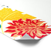 Natuurlijke Blauw Geel Waterverf Zonnebloemen Brui Poster (Hoek)