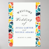 Natuurlijke Blauw Geel Waterverf Zonnebloemen Brui Poster (Voorkant)