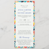 Natuurlijke Blauw Geel Waterverf Zonnebloemen Brui Programmakaart (Voorkant)