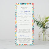 Natuurlijke Blauw Geel Waterverf Zonnebloemen Brui Programmakaart (Staand voorkant)