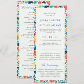 Natuurlijke Blauw Geel Waterverf Zonnebloemen Brui Programmakaart (Voorkant / Achterkant)