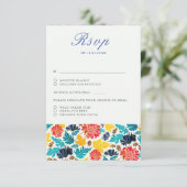 Natuurlijke Blauw Geel Waterverf Zonnebloemen Brui RSVP Kaartje (Staand voorkant)