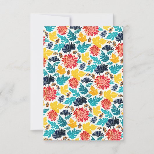 Natuurlijke Blauw Geel Waterverf Zonnebloemen Brui RSVP Kaartje (Achterkant)