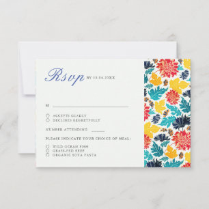 Natuurlijke Blauw Geel Waterverf Zonnebloemen Brui RSVP Kaartje