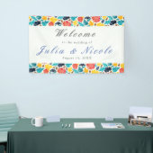 Natuurlijke Blauw Geel Waterverf Zonnebloemen Brui Spandoek (Beurs)