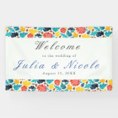 Natuurlijke Blauw Geel Waterverf Zonnebloemen Brui Spandoek (Horizontaal)