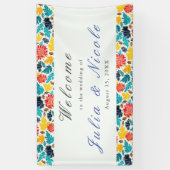 Natuurlijke Blauw Geel Waterverf Zonnebloemen Brui Spandoek (Verticaal)