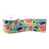 Natuurlijke Blauwe Gele Aquarel Zonnebloemen Trouw Grosgrain Lint (Spoel)