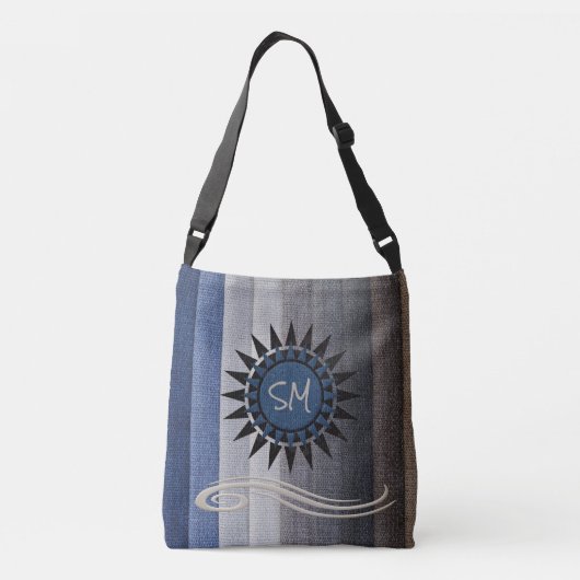 Natuurlijke Blauwe Tinten Gepersonaliseerde Boodsc Crossbody Tas (Achterkant)
