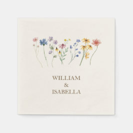 natuurlijke bloei | Beige Pastel Wildflower bruilo Servet