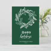 Natuurlijke bloemenkrans | Poinsettia Dennentak Gr Feestdagenkaart (Staand voorkant)