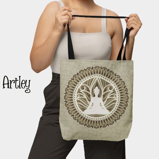 Natuurlijke Boeddha Mandala Meditatie Lotus Bloem Tote Bag
