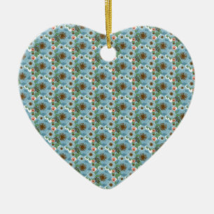 Natuurlijke Boheemse Roze Blauwe Bloemen Groene Bl Keramisch Ornament