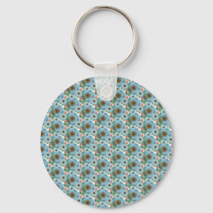 Natuurlijke Boheemse Roze Blauwe Bloemen Groene Bl Sleutelhanger