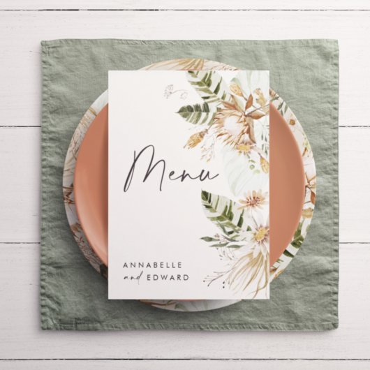 Natuurlijke bohemiene botanische moderne elegante  menu