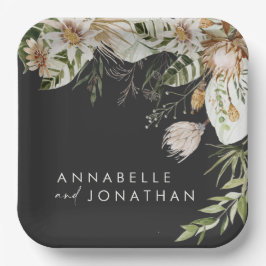 Natuurlijke bohemiene botanische moderne elegante  papieren bordje