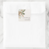 Natuurlijke bohemiene botanische moderne elegante  vierkante sticker (Tas)