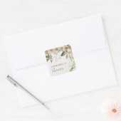 Natuurlijke bohemiene botanische moderne elegante  vierkante sticker (Envelop)