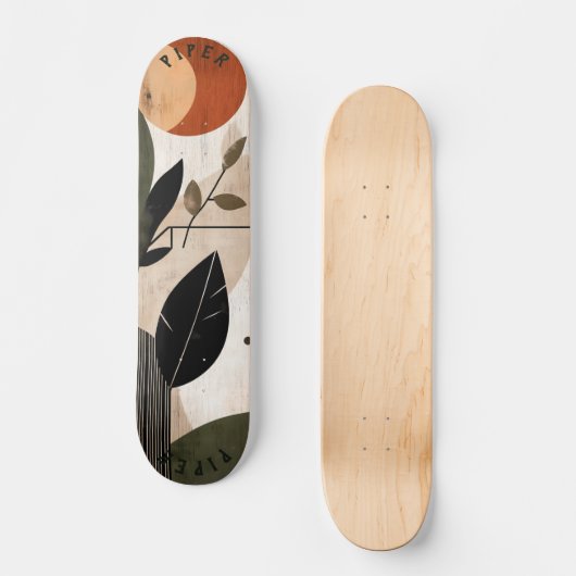 Natuurlijke Boho Minimalistische Skateboard - Eart (Voorkant)