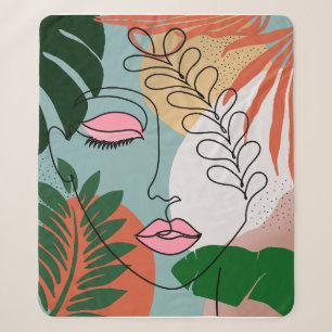 Natuurlijke Boho tropische illustratie Sherpa Deken