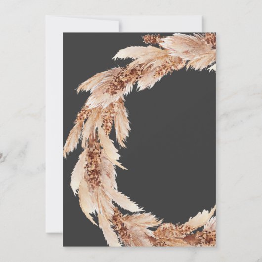 Natuurlijke boho zwarte pampas kaart (Achterkant)