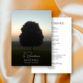 Natuurlijke boom bij de Sunrise Funeral Service Programmakaart