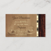 Natuurlijke boomschors Hout Graan Oval Gold Border Visitekaartje (Achterkant)