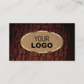 Natuurlijke boomschors Hout Graan Oval Gold Border Visitekaartje (Voorkant)