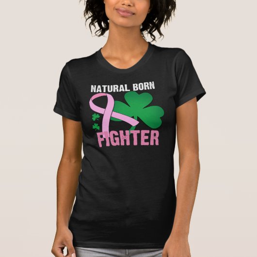 Natuurlijke Born Fighter St Patricks Day Breast Ca T-shirt (Voorkant)
