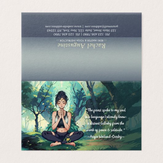 Natuurlijke Bosbeienmedailles Reiki Hoofdcitaten Visitekaartje (Buitenkant ongevouwen)