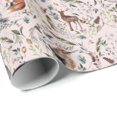 Natuurlijke bosdieren Waterverf Pattern Holiday Cadeaupapier (Rol Hoek)