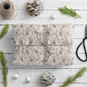 Natuurlijke bosdieren Waterverf Pattern Holiday Cadeaupapier