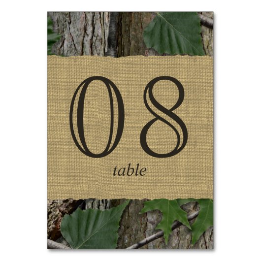 Natuurlijke bossen Tafelnummer Kaart (Voorkant)