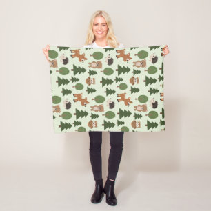 Natuurlijke bosvrienden baby dieren bomen fleece deken